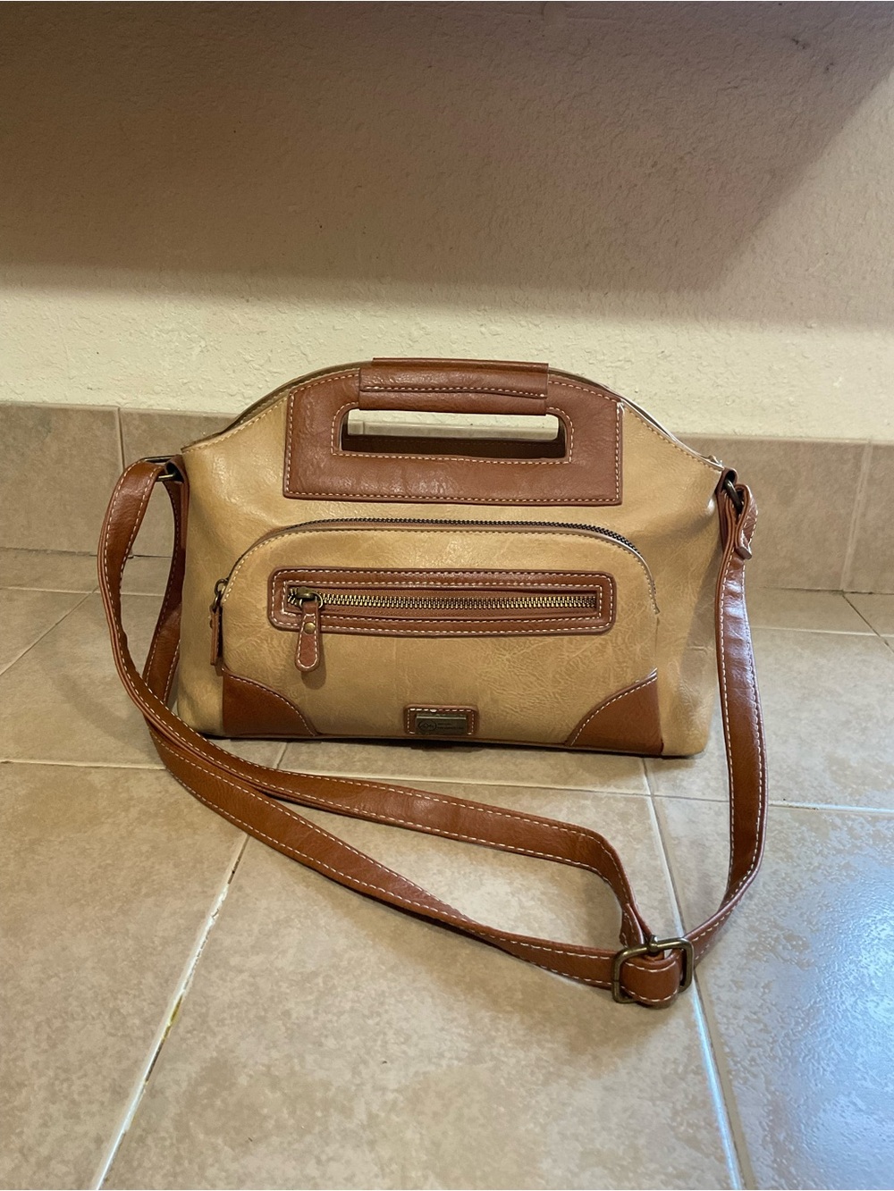 White Mountain Tan and Brown Women's Crossbody Satchel